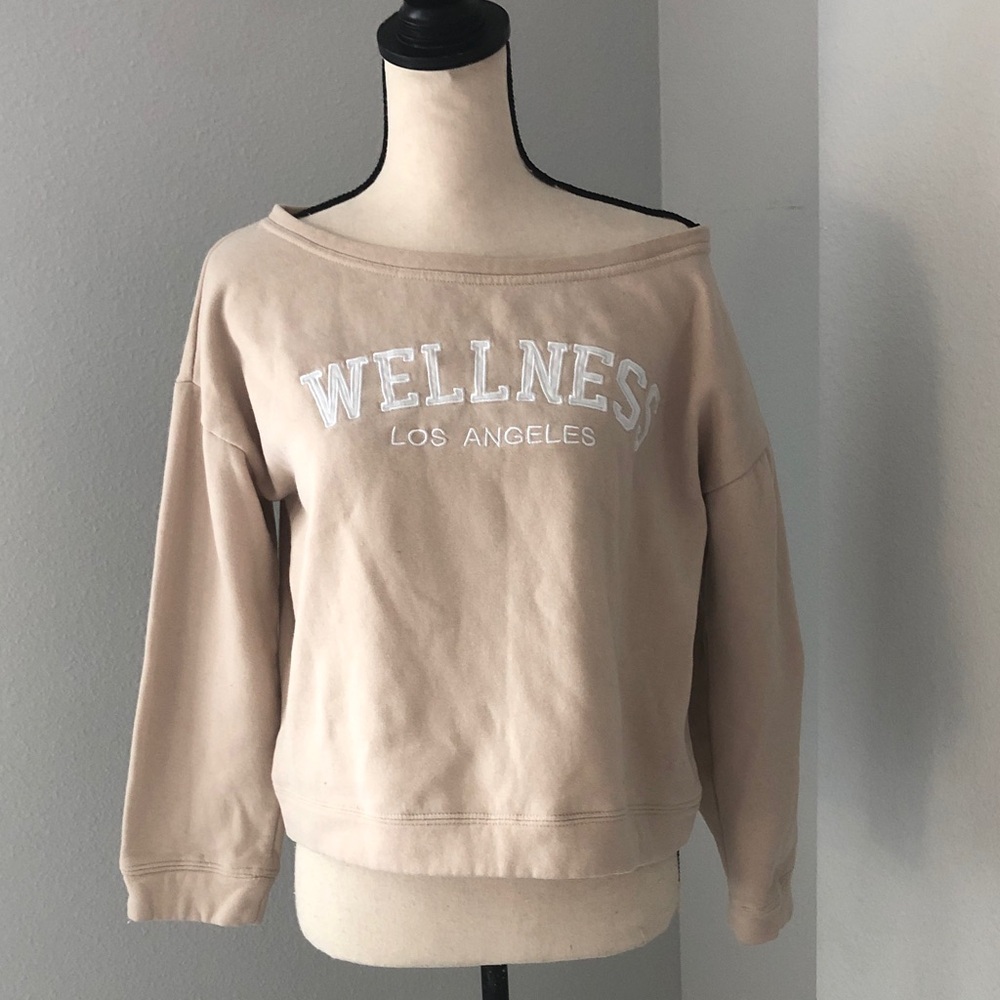 ANGEL CULT Wellness Women Cream Crop Sweatshirt | S